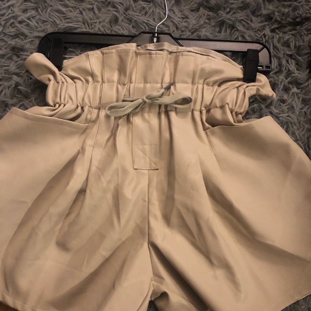 Mable faux leather paper bag style short shorts